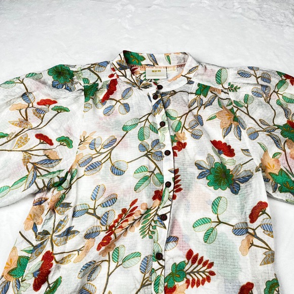 Maeve by Anthropologie Tops - Maeve Anthropologie Floral Puff Sleeve Button Down Blouse White Multi Size 4